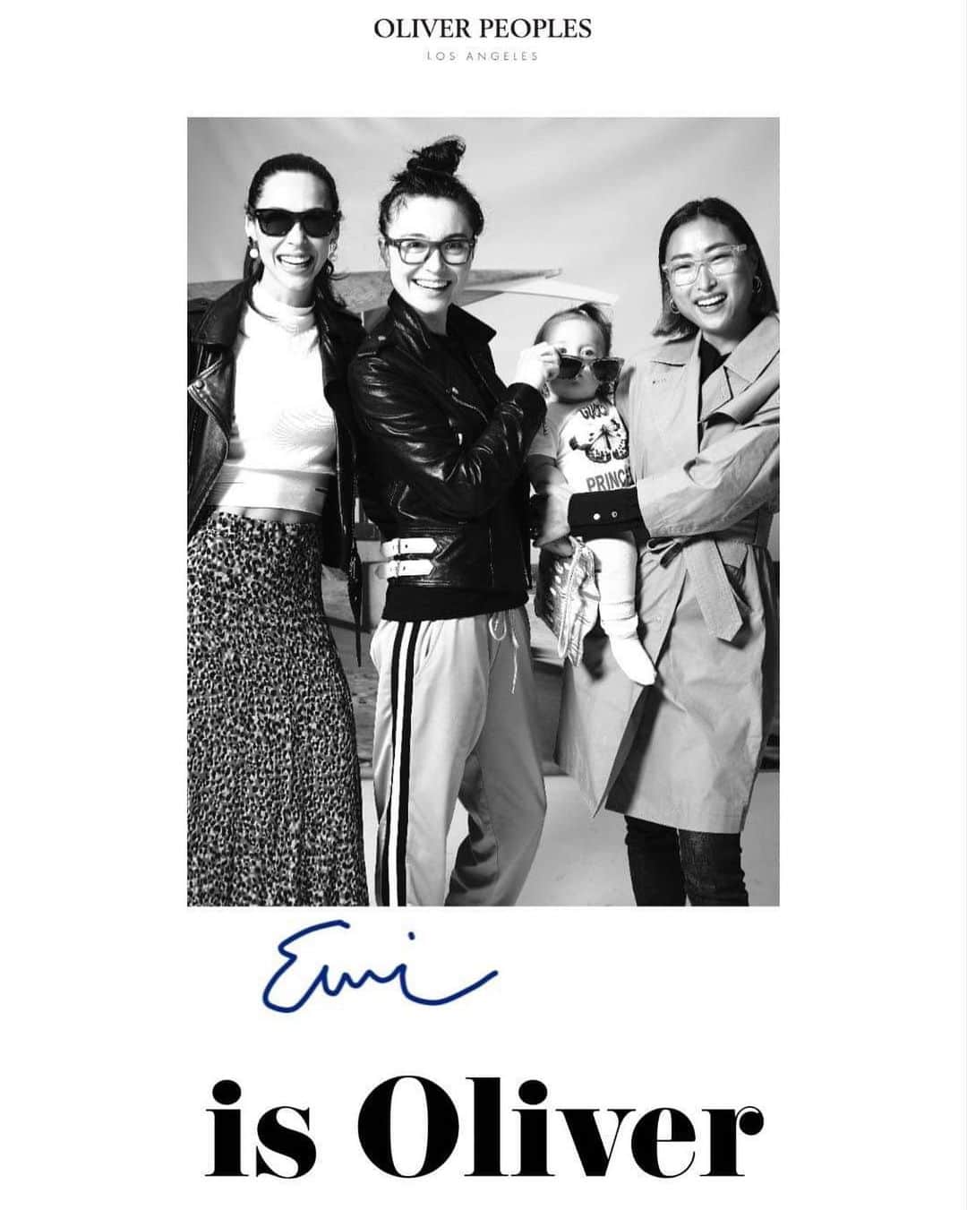 エミ・マイヤーのインスタグラム：「Hid(emi) is oliver! #whoisoliver #oliverpeoples 素敵なイベント！まさかの普段着でお邪魔したらみんなお洒落すぎて浮いてしまった爆笑 Sorry for the #disheveled look #straightfromthestudio 🤫#オリバーピープルズ」