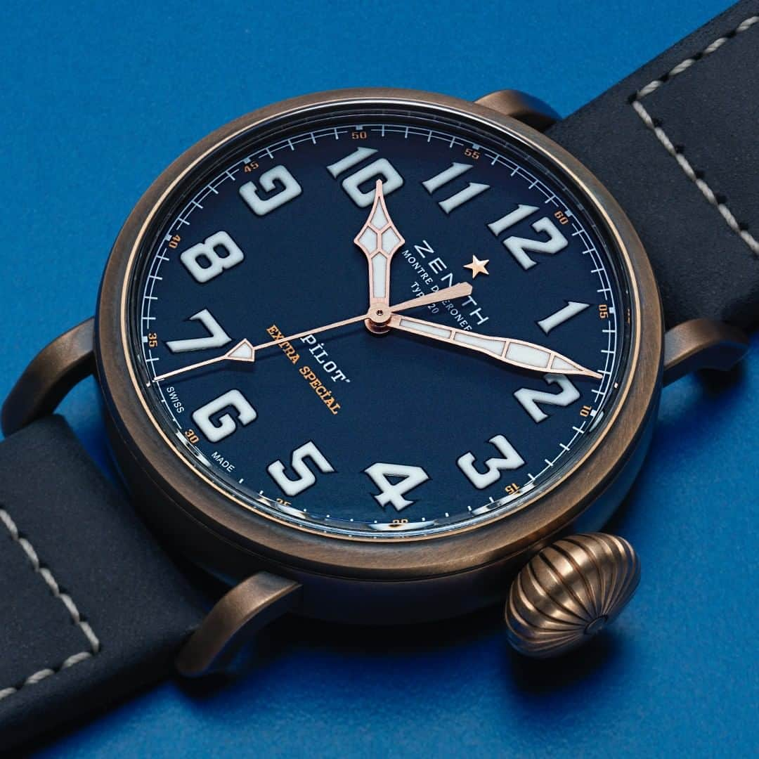 ゼニスさんのインスタグラム写真 - (ゼニスInstagram)「#Type20: The timeless spirit of aviation in a contemporary blend of tones: Pilot Type 20 in bronze and blue.  #Zenith #ZenithWatches #Watches #PilotWatches #Montres #Relojes #Uhren #Oroloji #Blue #Bronze #Dailywatch #WatchesofInstagram #WatchoftheDay #Dial」4月16日 21時00分 - zenithwatches