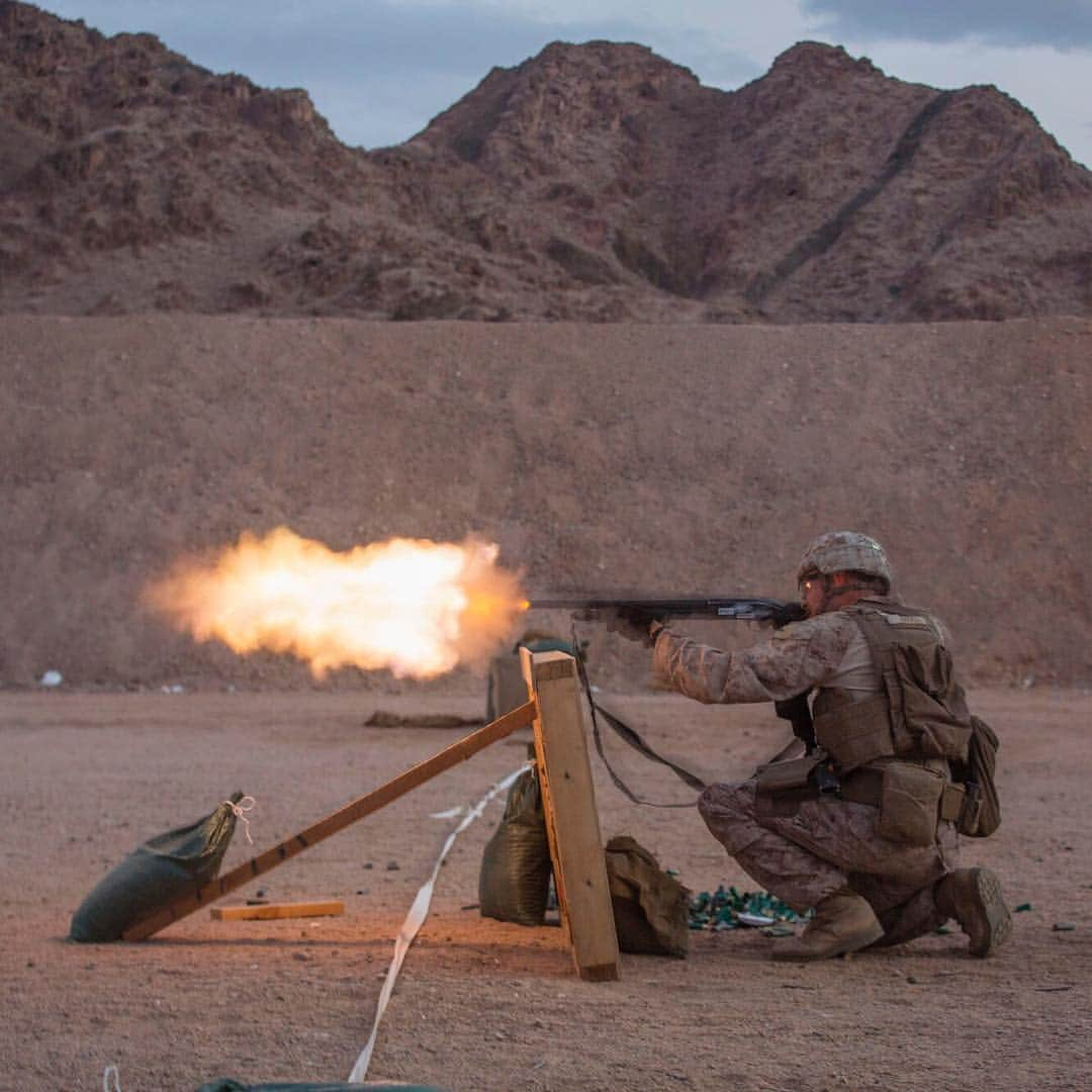 アメリカ海兵隊さんのインスタグラム写真 - (アメリカ海兵隊Instagram)「Straight FIRE  Lance Cpl. David T. Shook with Fleet Anti-Terrorism Security Team, Central Command, fires the M500 shotgun during range operations and a Subject matter expert exchange with service members from 77th Marine Battalion, Royal Jordanian Naval Force. (Marine Corps photo by Sgt. Aaron S. Patterson)  #USMC #MarineCorps #MarineLife #Marine #Marines #Military #Training #Jordan #Joint #JointTraining #Teamwork #Moto #Desert #DesertLife #Shotgun #MilitaryWeapons #Shoot #RoundsDownrange #Motivation #Rah #Yut #SemperFi」4月16日 21時00分 - marines