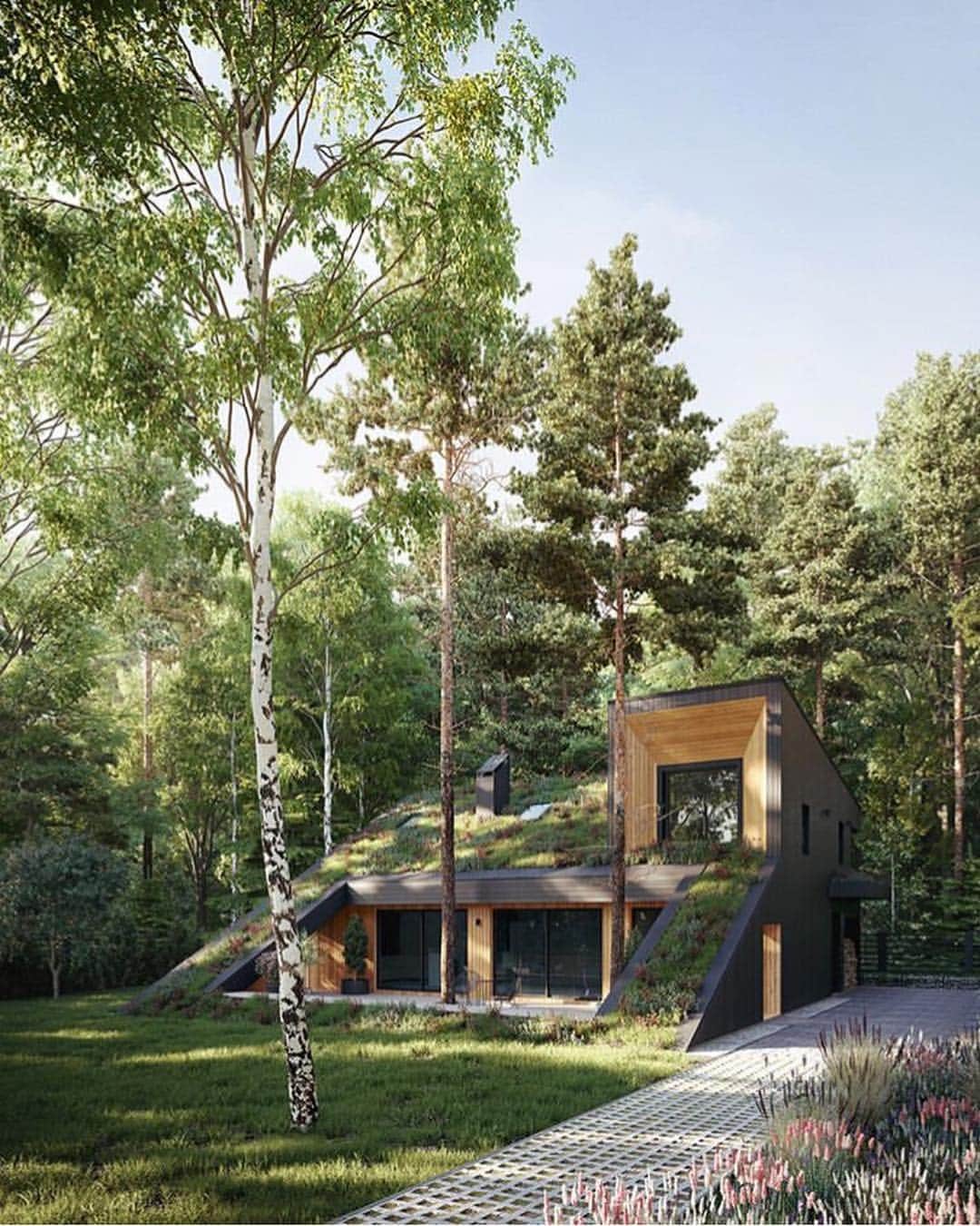 Inspirationさんのインスタグラム写真 - (InspirationInstagram)「Já pensou em morar em uma casa com o teto todo verde? Que delícia deve ser, né? Essa é a Hillhouse, um lar pensado na sustentabilidade, preservando as árvores existentes e integrando-as na arquitetura.  #decorcriative #decoreinteriores. Follow @decor.ativa ___________ Design by: Snegiri Architrcts. 📍 #Russia #Moscow. Foto: Viva Viktoria. ____________ Via: @restless.arch」4月16日 22時28分 - decorcriative