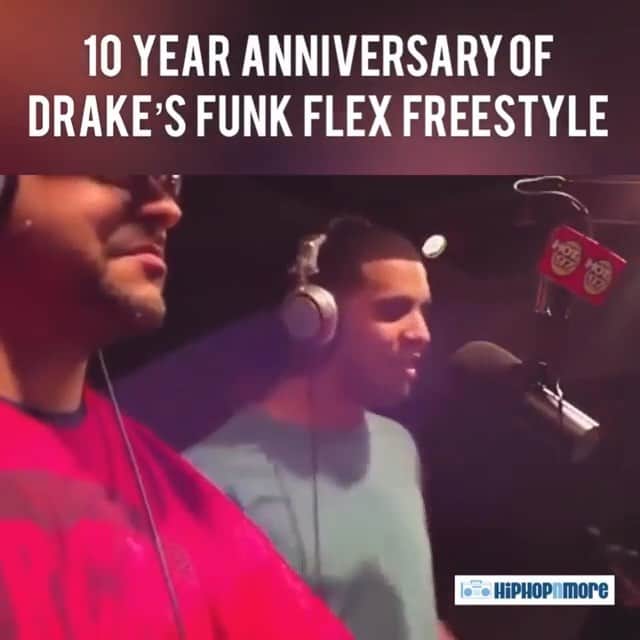 ファンクマスター・フレックスのインスタグラム：「10 years ago today, #Drake stopped by Funk Flex show on Hot 97 and delivered his famous freestyle. Via: @hiphopnmore !!!! @tatwza x @litdigitaldjs」