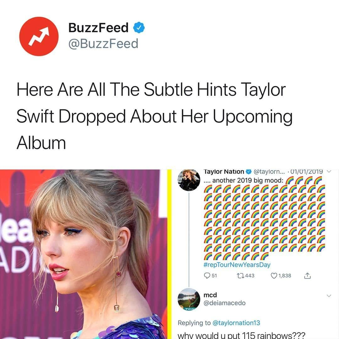 BuzzFeedさんのインスタグラム写真 - (BuzzFeedInstagram)「From rainbow emojis to Scrabble to nail polish — here’s every clue Taylor Swift has dropped about #TS7. LINK IN BIO 👀」4月17日 1時00分 - buzzfeed