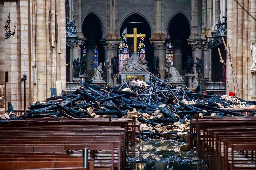 TIME Magazineさんのインスタグラム写真 - (TIME MagazineInstagram)「In the stunned aftermath of the Notre-Dame blaze, French firefighters and experts ventured into the devastated cathedral on April 16 to survey what remained. They finally declared that the structure of the 859-year-old cathedral had been saved, and that firefighters had rescued some of the most precious relics and stashed them in #Paris’s City Hall, even while the world watched aghast at flames leaping from the Medieval icon. In the morning-after shock, those who have for years tracked the declining condition of the cathedral wondered whether the fire might have been far less severe had they launched major renovations years ago—an option that the cash-strapped #NotreDame had been unable to do. Notre-Dame began a $170 million (€150-million) construction project last year, in an effort to restore and upgrade the wooden roof and spire, which was considered to be the most urgently needed work. “It was a question of starting too late,” says Michel Picaud, head of the non-profit organization Friends of Notre-Dame de Paris, which launched a fundraising effort across the U.S. in 2017 to pay for the work. “There was fire proofing everywhere, but it was not enough, after what we saw,” he told TIME. Read more at the link in bio. Photograph by Christophe Petit Tesson—EPA-EFE/Shutterstock」4月17日 1時56分 - time