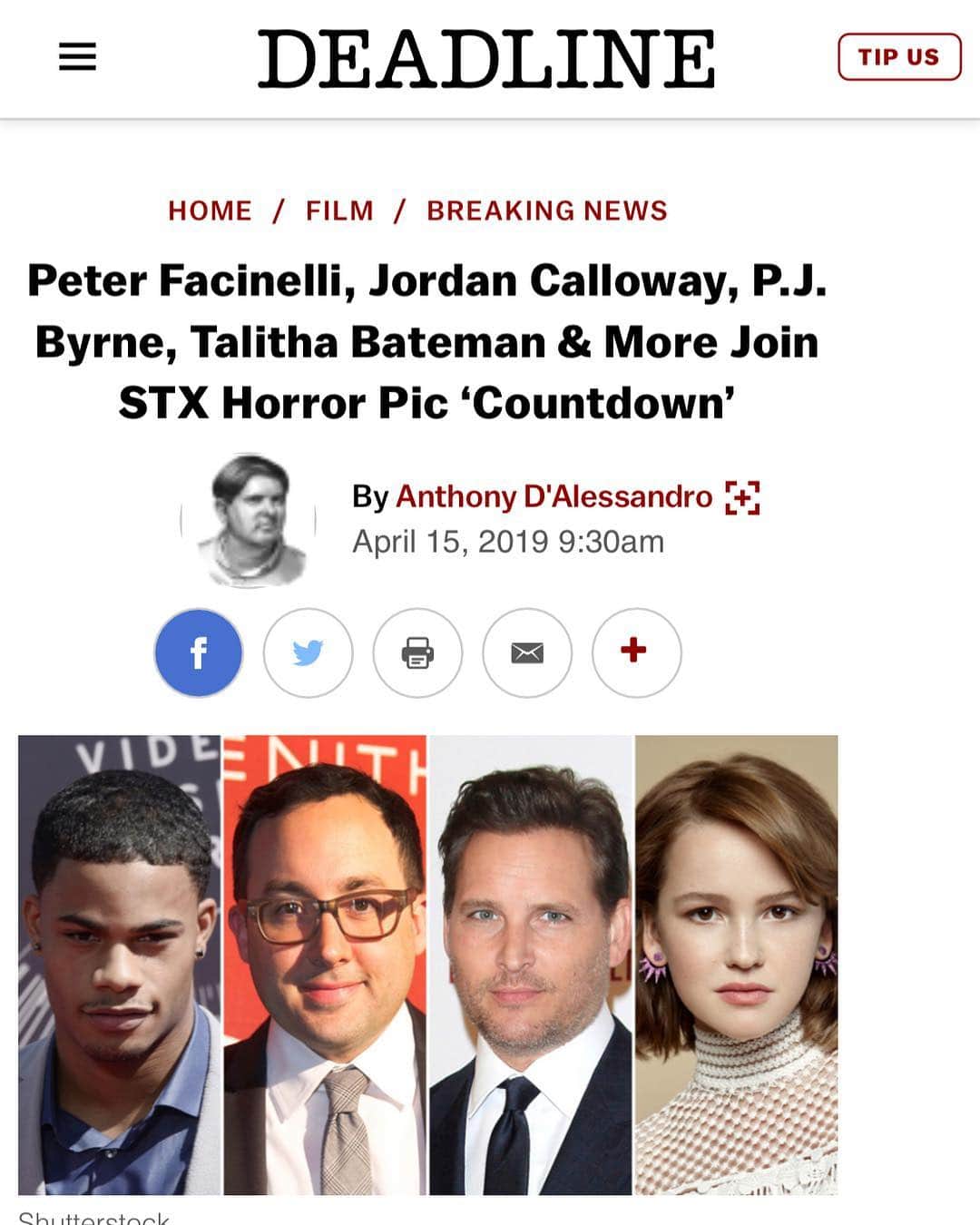 ピーター・ファシネリさんのインスタグラム写真 - (ピーター・ファシネリInstagram)「Excited to be working with STX, writer/director Justin Dec, and this fun cast on #Countdown.」4月17日 2時33分 - peterfacinelli