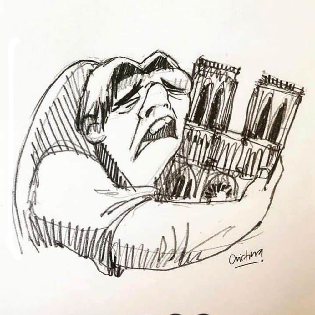 ヴィルジニー・デデューさんのインスタグラム写真 - (ヴィルジニー・デデューInstagram)「🖤 NOTRE DAME ♠️ • • #notrehistoire #notrearchitecture #notrepatrimoine #notrepointzero #notresymbole #notrepartage #notredame #nospompiers • My drawing ✍🏼 in 1998 Presque 1 millénaire.. elle en fera d’autre.. #patrimoinemondial 🌎  Impressionnée de tous les messages reçu d’amis de l’étrangers 🙏🏼 La Culture c’est ce qui nous réunie Elle est Forte - Elle est Belle - Elle efface les frontières - chacun l’a voie Comme ça lui plaît #respect Pour moi #performance #architecture #artistic @pompiers_paris @parisjetaime @ville_de_paris_france #paris」4月17日 5時29分 - virginie_dedieuoff