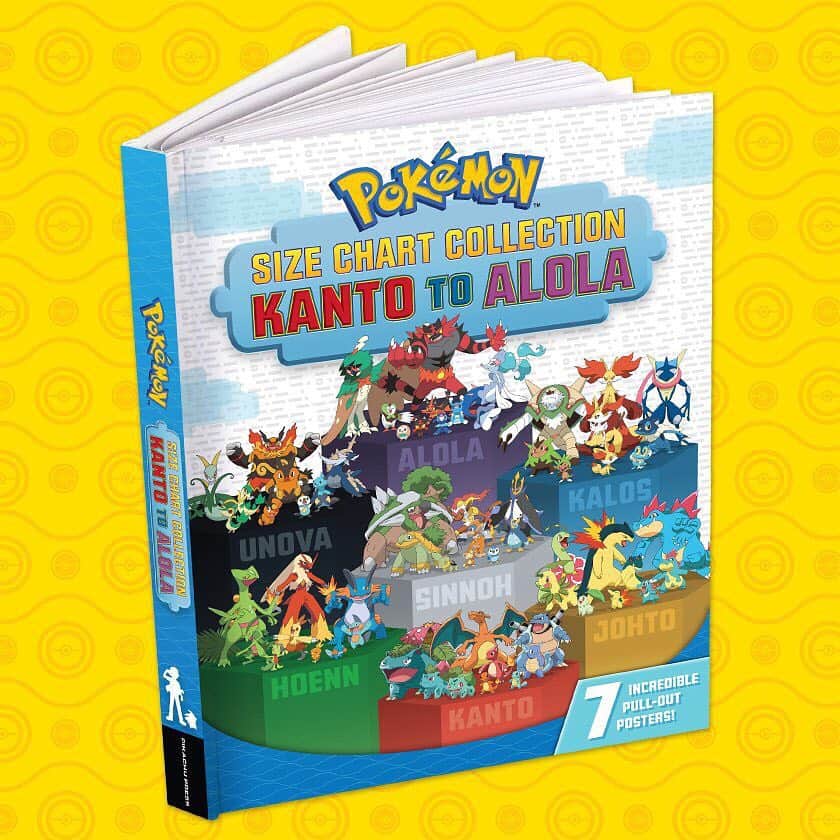 のインスタグラム：「See how your favorite Pokémon measure up in the Pokémon Size Chart Collection: Kanto to Alola! Learn more about Pokémon of all shapes and sizes with seven double-sided posters full of facts and figures. 📏📘 Tap the link in our bio to add this collection to your collection!」