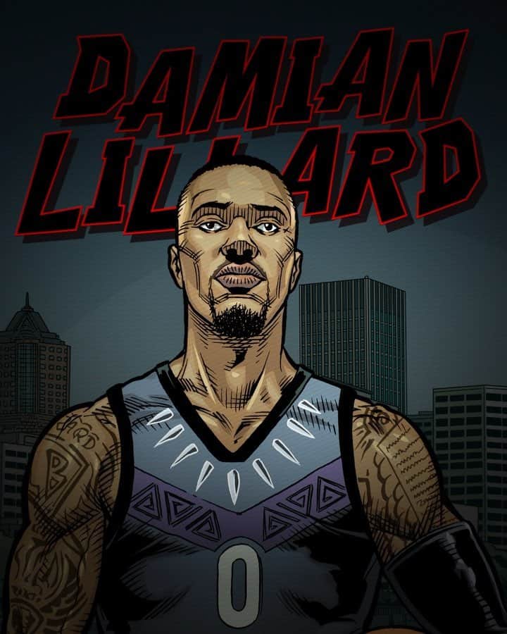 のインスタグラム：「Dame holds the power of Wakanda. @adidashoops x #Marvel "Black Panther" Dame 5 Launching 4/26, Select Stores and Online Men's and Kids」