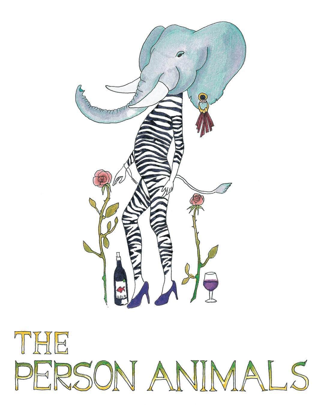 Young Juvenile Youthのインスタグラム：「GINZAで連載中のゆるキャラvol.2🐘😂 今月号のYuki’s Wonderland✨ Elle Glassland みてねー Check out my “Person Animals” characters on GINZA magazine. Her name is Elle Glassland. #yukiswonderland #personanimals #yukidraws」