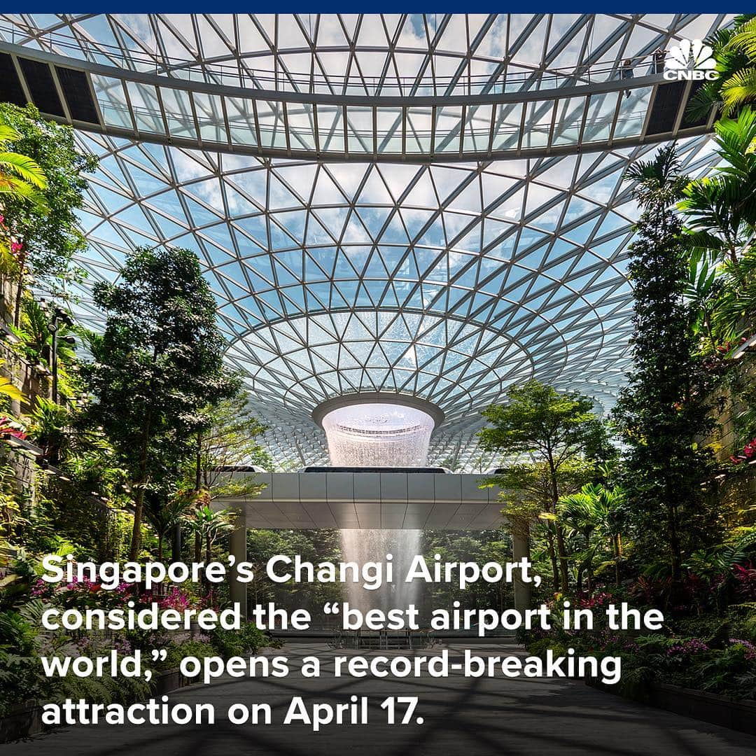 CNBCさんのインスタグラム写真 - (CNBCInstagram)「Singapore’s Changi Airport isn’t just for flying — it’s becoming a destination in itself.⁣⠀ ⁣⠀ Jewel Changi Airport is a 10-story structure that covers more than 1.46 million square feet and cost $1.25 billion to build. It opens April 17, with another phase opening in June. Jewel includes a garden, more than 280 retail and dining outlets, a hotel and a multi-screen IMAX theater.⁣⠀ ⁣⠀ To see more photos from the new airport, visit the link in bio.⁣⠀ *⁣⠀ *⁣⠀ *⁣⠀ *⁣⠀ *⁣⠀ *⁣⠀ *⁣⠀ *⁣⠀ #travel #businesstravel #singapore #singaporeairport #asia #asiatravel #luxury #luxurytravel #airports #business #businessnews #cnbc⁣⠀」4月17日 11時34分 - cnbc