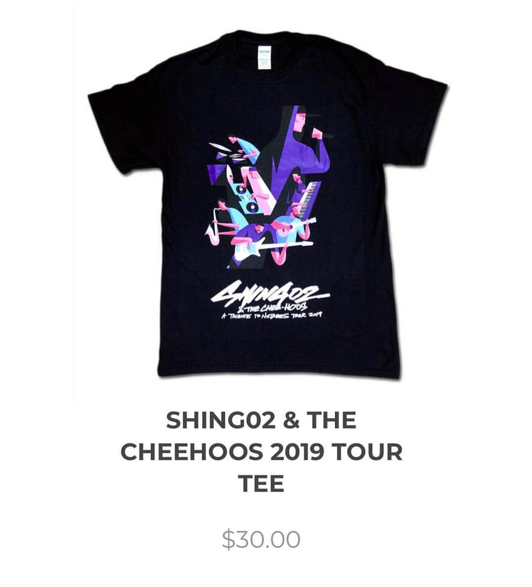 Shing02さんのインスタグラム写真 - (Shing02Instagram)「tour tshirt art by @paulabadillaart is available online while supplies last! 7-layered silk screen on black t, tour dates on back. 👉 e22.com/shop and check out other goodies while you're at it. if you're hawaii local, lmk!」4月17日 11時40分 - shing02gram