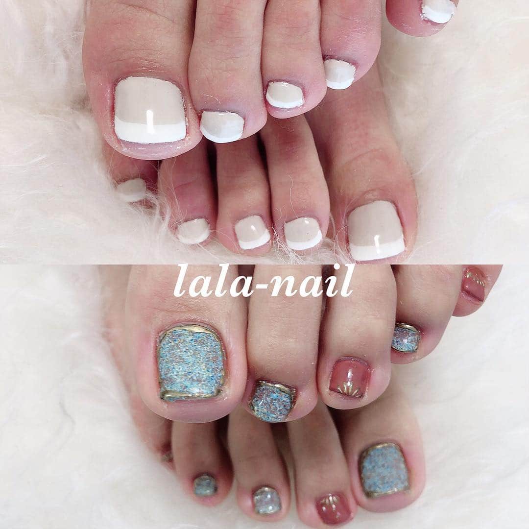 のインスタグラム：「foot nail's  サンダルの季節に✨✨✨ ネイルのご予約はLINE又はDMよりお待ちしてます💕  #nails #instanail #lalanail #turquoise #yokohama #jelnail #ねいる #手書きネイルアート #ネイリスト #ネイルアート#春ネイル #横浜 #大人ネイル #ネイルサロン #フレンチネイル #ネイル #ニュアンスネイル #オリジナルカラー #セルフネイル  #ホームサロン #フットネイル #💅 #👣 #デザインネイル #定休日日曜日 #6000円 #パラジェル」