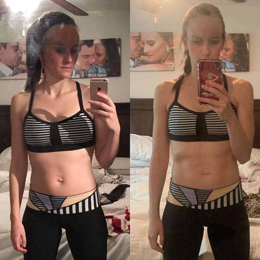 ケイラ・アイトサインズさんのインスタグラム写真 - (ケイラ・アイトサインズInstagram)「SO inspiring!!! @hofficially_gettingfit #BBG2019 #BBGprogress "12 weeks of work. 12 week progress. When I started this program it was not to lose weight. I was 11months postpartum and honestly was probably under the weight I started pre-baby (due to muscle loss) I have no idea my weight then or my weight now as we don’t own a scale. All I know is that person on the left was tired, not sleeping and needed something to do just for herself after 11months of sleep deprived nights,stressing about pumping enough milk to send with my son to school and trying to be a good wife, mom and coworker/employee. So I started this program. Are there physical changes? Absolutely! I’m more toned, my arms are stronger, I have more endurance etc etc. All those things are great but It’s the other changes that I notice more and am happier about. I sleep better, I have more energy, my husband comments on how I’m just in general much happier, and I am more present when I’m spending time with my family. It’s those things that are what matter most because it’s a showing of my true health. So thank you @kayla_itsines for creating this program. More so thank you for creating a community of women who support each other, lift each other up and encourage each other. I most likely wouldn’t have kept going if it weren’t for the inspiring women I follow despite the improvements I was seeing in my life. These women are so amazing and powerful and encouraging.  So thank you ladies! Bring on the next 12 weeks!” www.kaylaitsines.com/app」4月17日 15時08分 - kayla_itsines