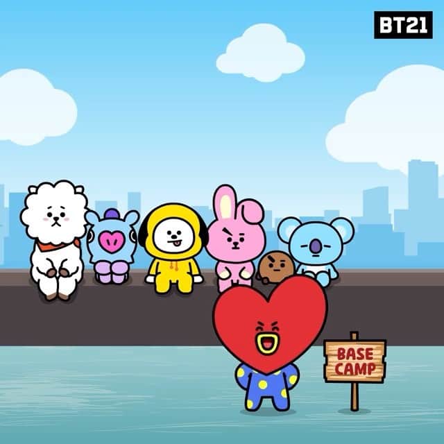 のインスタグラム：「We hereby name this place the “BASE CAMP”🚩 ​ Full story unfolds tomorrow in BT21 UNIVERSE 👉 Link in Bio #BASECAMP #BT21_UNIVERSE #BT21」