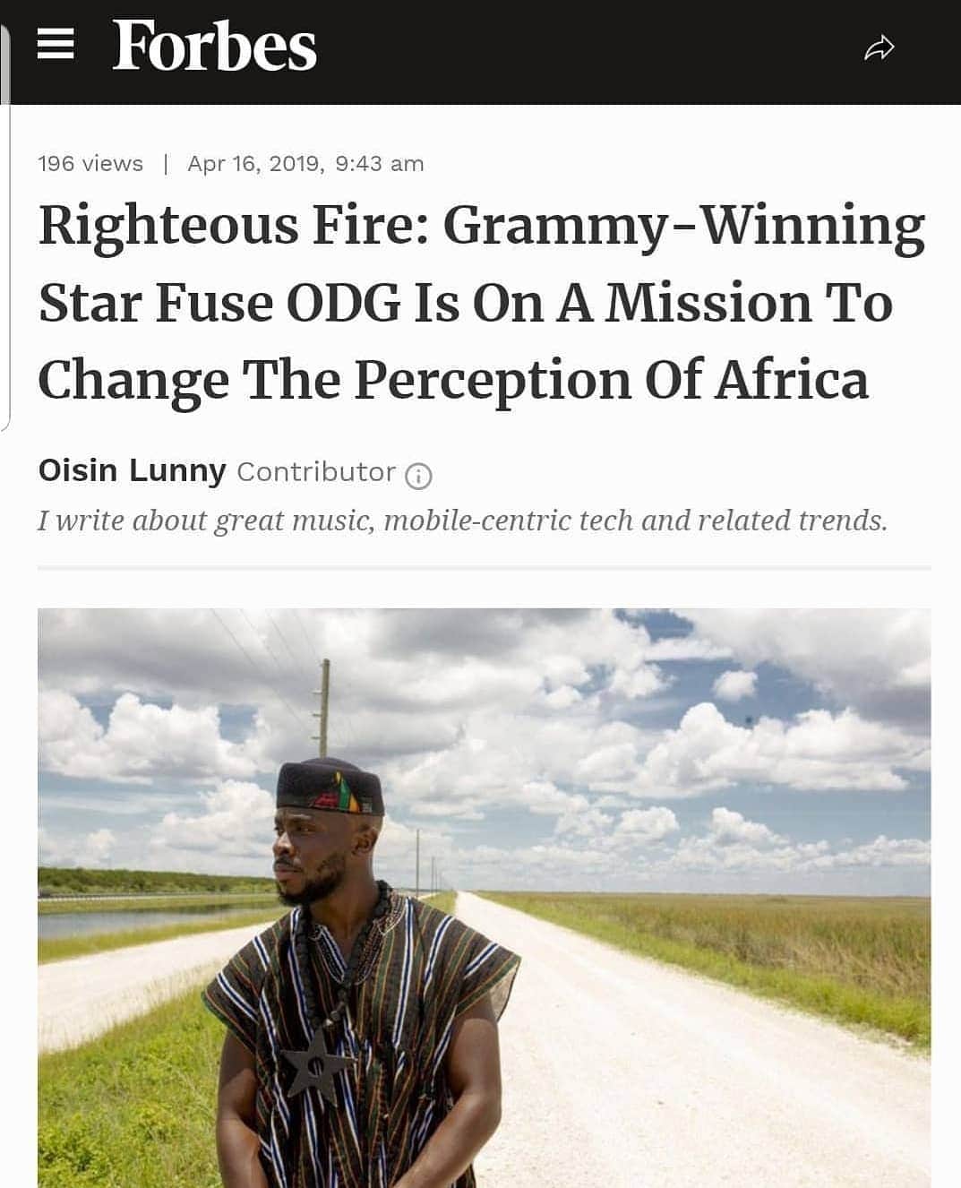 Fuse ODGさんのインスタグラム写真 - (Fuse ODGInstagram)「Righteous 🔥🔥🔥 wow Thank you @Forbes for this. I appreciate moments like these as the journey continues..Link in bio ❤」4月17日 17時24分 - fuseodg