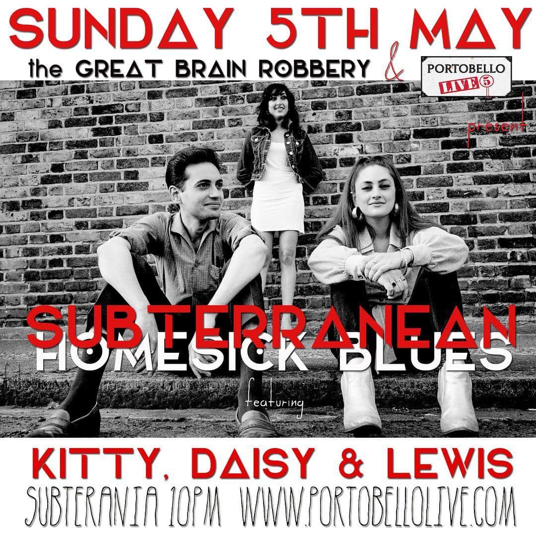 キティー・デイジー＆ルイスのインスタグラム：「Landaaaan! It’s rare that we play a show in our hometown so this will be a special one! Join us at Subterania, 5th May at 10pm along side some other great acts! @portobellolivefestival www.portobellolive.com」