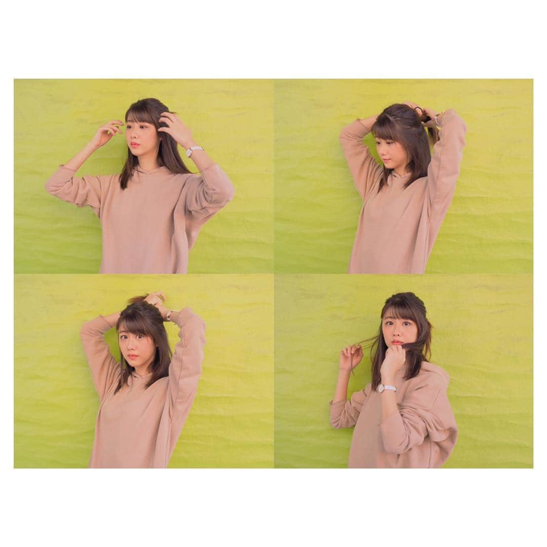 のインスタグラム：「#ハーフアップ ちゃんと結べてる？🧸 チラッ|ω･)🌿」
