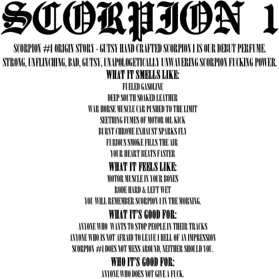 のインスタグラム：「#SCORPION1 #PERFUME #CLEANBEAUTY #NATURALPERFUME #SCORPIONPERFUME @gasolineglamour X #SCORPION  GASOLINEGLAMOURXSCORPION #MADEBYME #FASHION #JEWELRY #EYEWEAR #CANDLES #PERFUME #SKINCARE #IDONTQUIT #BURYYOURDOUBTS #OFTENIMITATEDNEVERDUPLICATED #WOMAN #FIGHTER #PLAYFORBLOOD #THEONLYLAWISSURVIVAL  #IDONTMESSAROUNDNEITHERSHOULDYOU  #GASOLINEGLAMOUR  #GASOLINEKITCHEN #GASOLINEGARDEN  #GASOLINECANDLES #GASOLINEPERFUME  #GASOLINESKIN  #SCORPIONPOWER  #SCORPIONQUEEN #SCORPIONGOD  #SCORPIONEMPIRE NEW SITE NEW MAGIC COMING SOON 🦂💫♠️👑🖤💎 ☆☆☆☆☆☆☆☆☆☆☆☆☆☆☆☆☆☆」