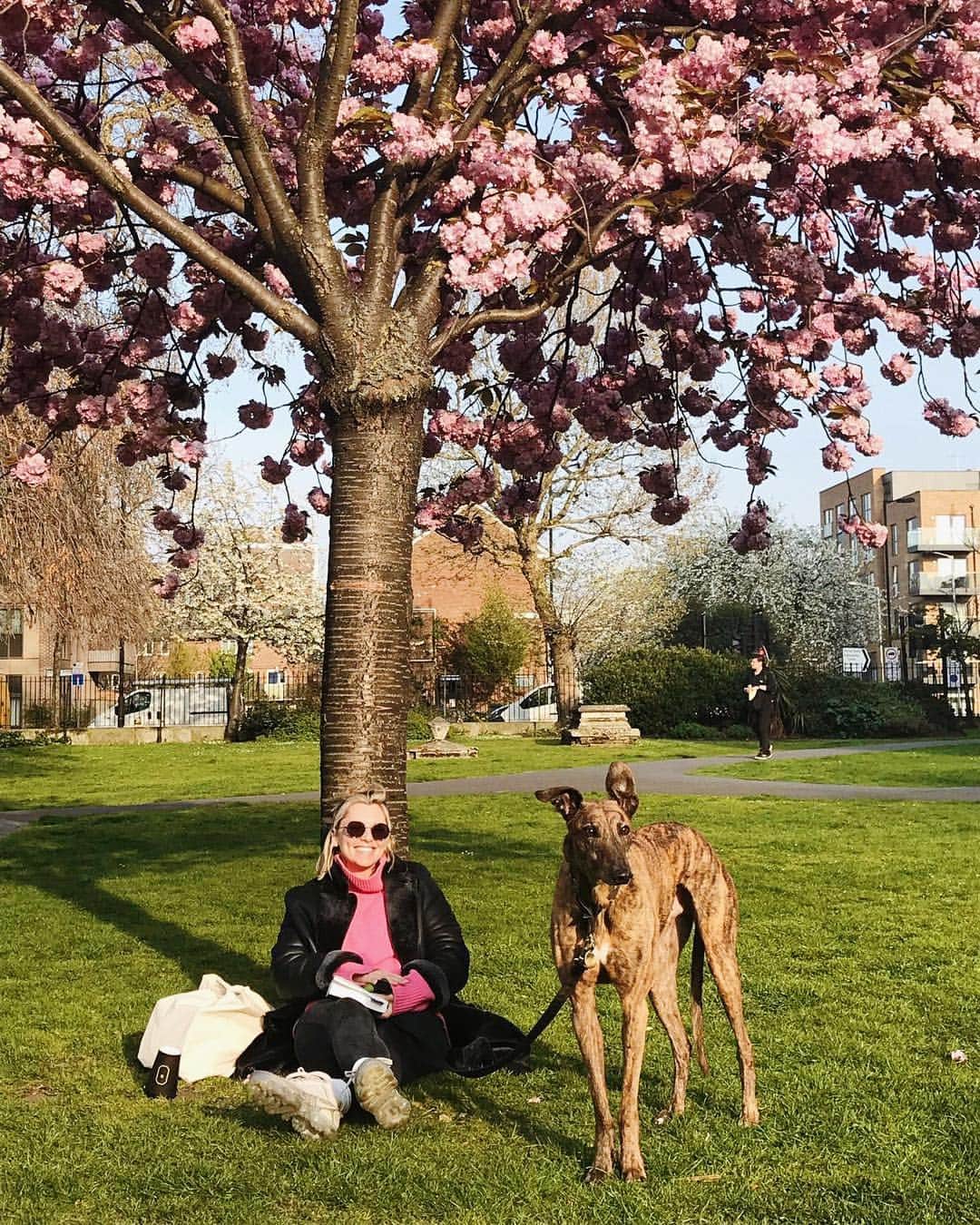 Estée Lalondeのインスタグラム：「Soaking in the sun with my favourite boi. 🌞🌸🐅 Always so sad to say “see ya later buddy” but excited to spend some time in Canada 🇨🇦 with the fam! 🐰」