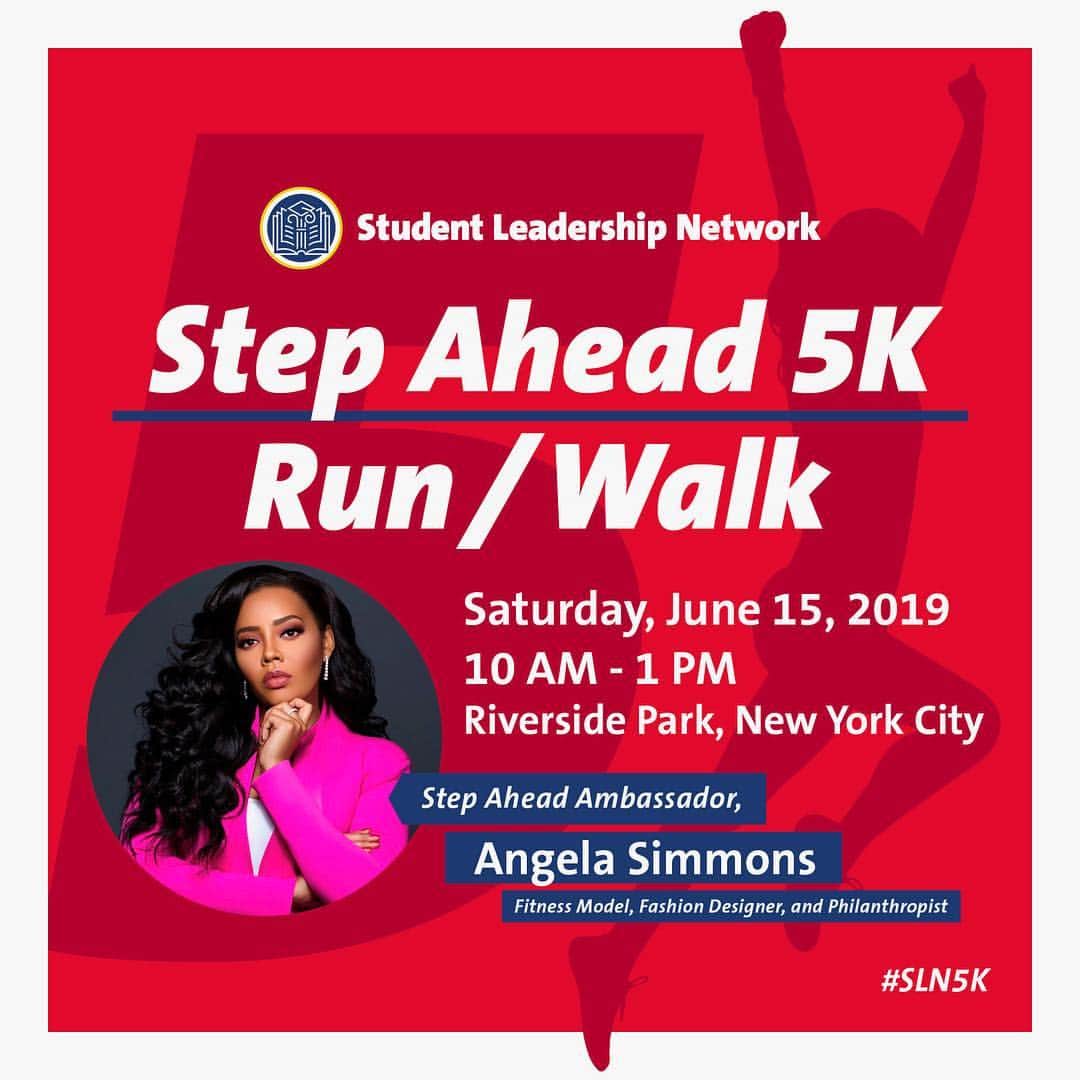 Angela Simmonsさんのインスタグラム写真 - (Angela SimmonsInstagram)「I’m super pumped to be the Step Ahead Ambassador for @studentleadnet’s inaugural Step Ahead 5K Run/Walk on June 15th! Join me for a morning warm-up and a kickoff at the start line. I can’t wait to see NYC come out to support the next generation of young leaders! To register or donate, please visit: https://give.classy.org/StepAhead5K  #SLN5K #StepAhead5K #CBI」4月18日 0時43分 - angelasimmons