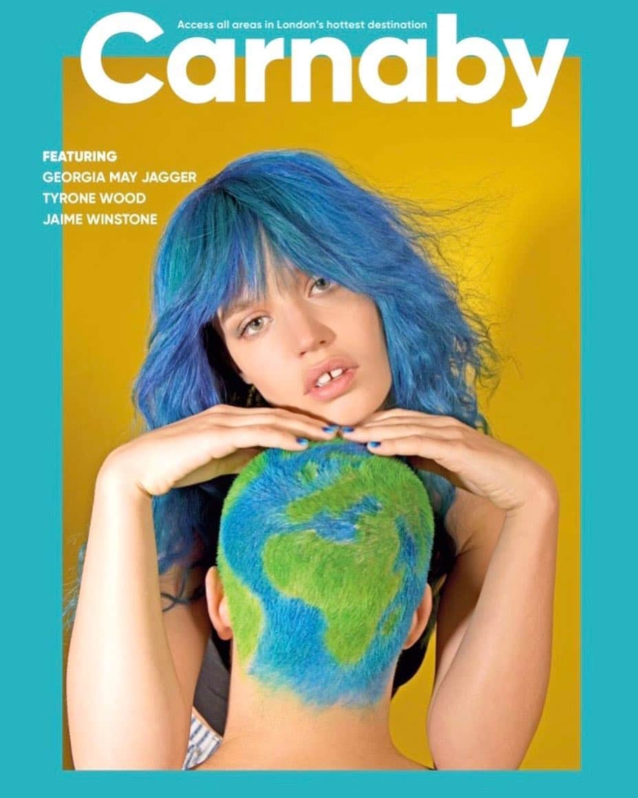 ジョージア・メイ・ジャガーさんのインスタグラム写真 - (ジョージア・メイ・ジャガーInstagram)「Head over to Carnaby Street  to pick up the latest issue of The Sustainability Special featuring @weareprojectzero @bleachlondon @carnabylondon #oneoceanoneplanet 🌍....that’s a wig but Tyrone’s hair was really like that」4月18日 1時10分 - georgiamayjagger