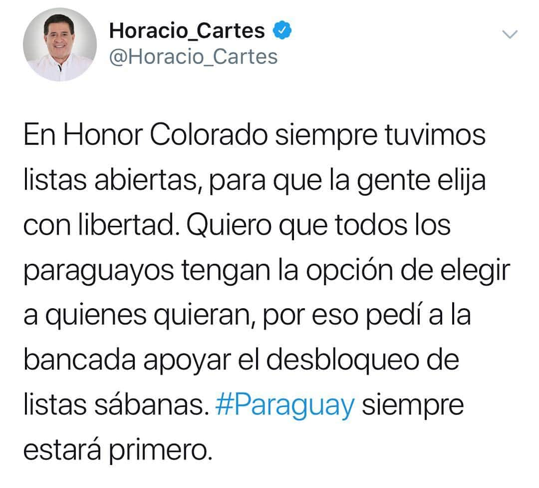 オラシオ・カルテスのインスタグラム：「¡Paraguay primero siempre! 🇵🇾」