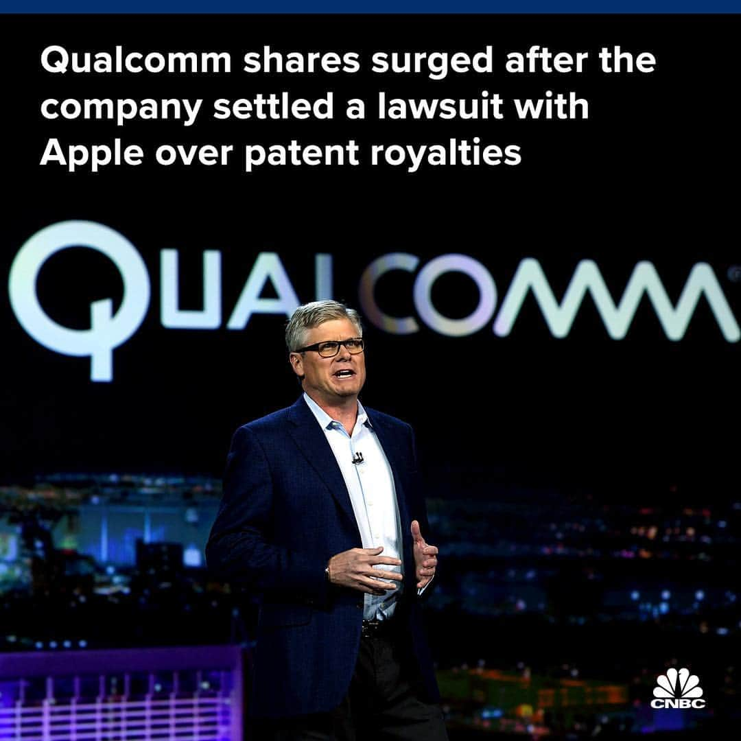 CNBCさんのインスタグラム写真 - (CNBCInstagram)「Qualcomm added about $11 billion to its market cap following 2 big wins for the company.⁣⠀ ⁣⠀ Qualcomm and Apple announced Tuesday they had settled their royalty dispute around Apple’s use of Qualcomm’s modem chips. The settlement probably saved the companies from an extensive legal battle.⁣⠀ ⁣⠀ Hours later, Intel said it would drop out of the 5G smartphone market, knocking out a competitor for Qualcomm.⁣⠀ ⁣⠀ For the most recent stock price, visit the link in bio.⁣⠀ *⁣⠀ *⁣⠀ *⁣⠀ *⁣⠀ *⁣⠀ *⁣⠀ *⁣⠀ *⁣⠀ #investing #markets #nyse #nasdaq #apple #aapl #technology #tech #5g #qualcomm #intel #business #businessnews #cnbc⁣⠀」4月18日 2時01分 - cnbc