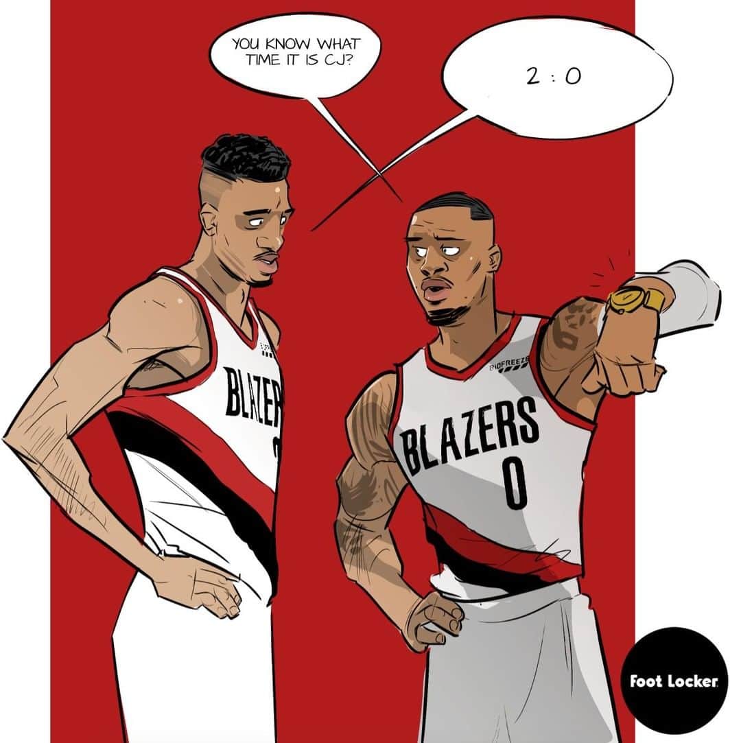 のインスタグラム：「Can the Dame and CJ Show make it all the way to the Finals? #Blazers 🎨 #LockedIn by @karmoruu」