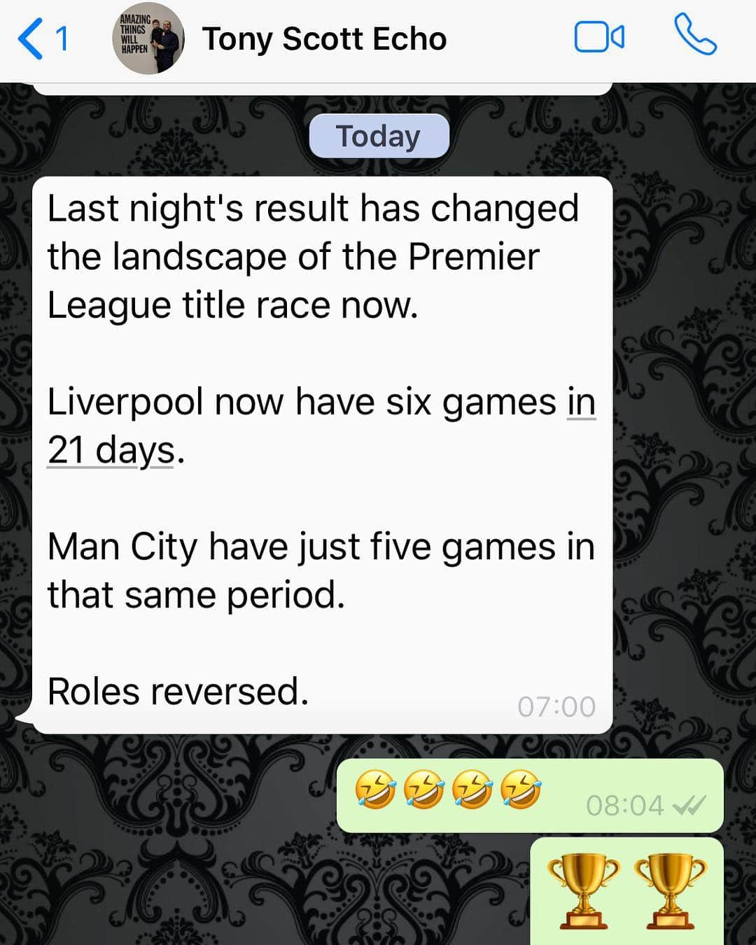 ジェイミー・キャラガーさんのインスタグラム写真 - (ジェイミー・キャラガーInstagram)「I thought it was LFC fans getting nervous! @tony_scott22 can’t sleep!!」4月18日 16時20分 - 23_carra