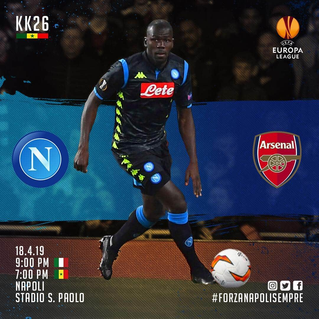 カリドゥ・クリバリさんのインスタグラム写真 - (カリドゥ・クリバリInstagram)「⚽ MATCH DAY 🇮🇹 #NapoliArsenal 🇬🇧 🇪🇺 #UEL 🇸🇳 #KK26 #famiglia 💙 #ForzaNapoliSempre #DifendoLaCittà 💪🏿」4月18日 15時56分 - kkoulibaly26