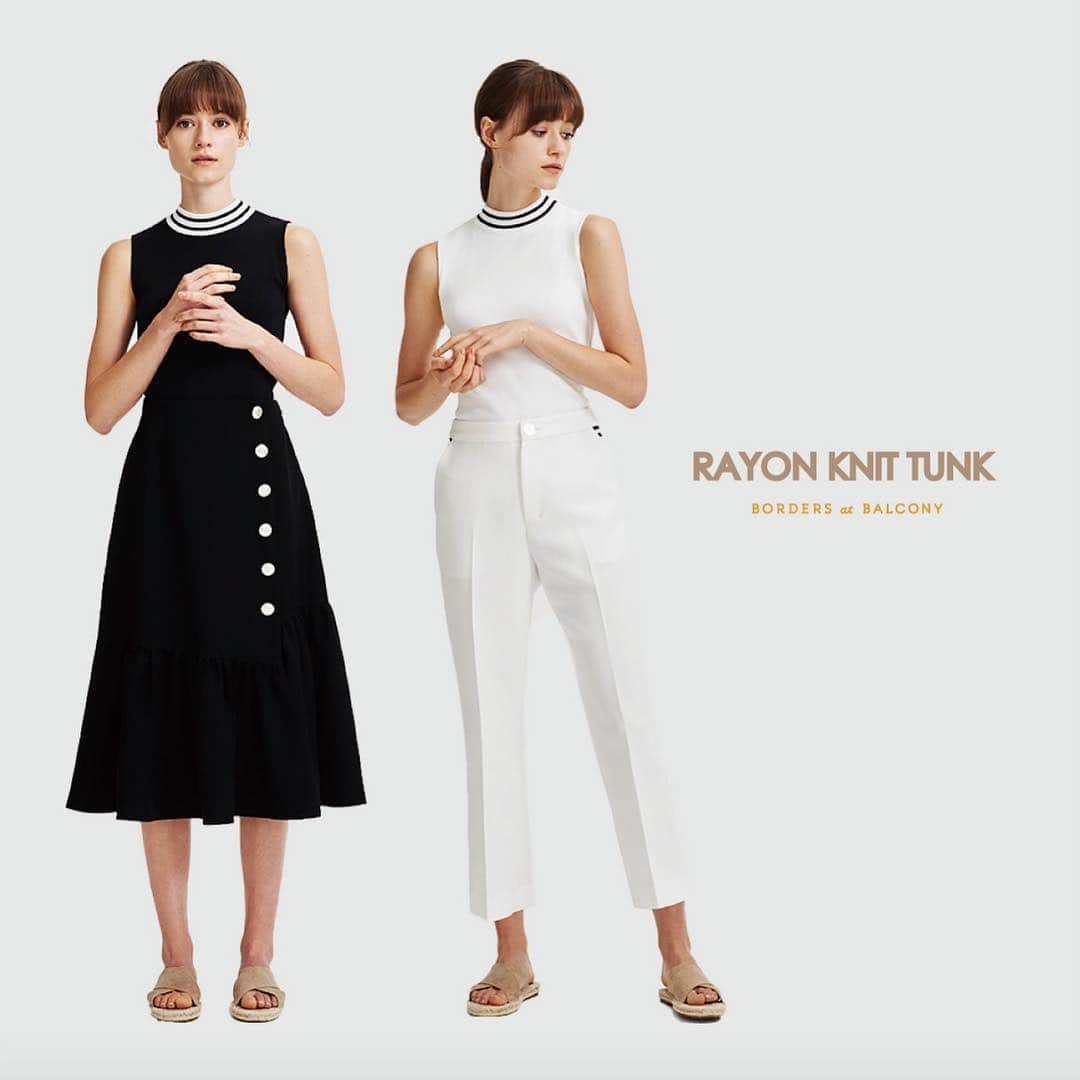 BORDERS at BALCONYのインスタグラム：「#2019SS の #新商品 が発売しましたが、3月に発売した「RAYON KNIT TUNK」も見逃せません！しっかり目のレーヨン糸を使っているこちらの商品は、タイトめなので、腕や脇周りが綺麗に見えます。ハイネックですが、風通しのいい素材を使っているので、暑苦しく感じません。これからの季節に最適☆。ぜひ @bordersatbalcony_official のサイトにてご覧ください！⁣⠀ ⁣⠀」