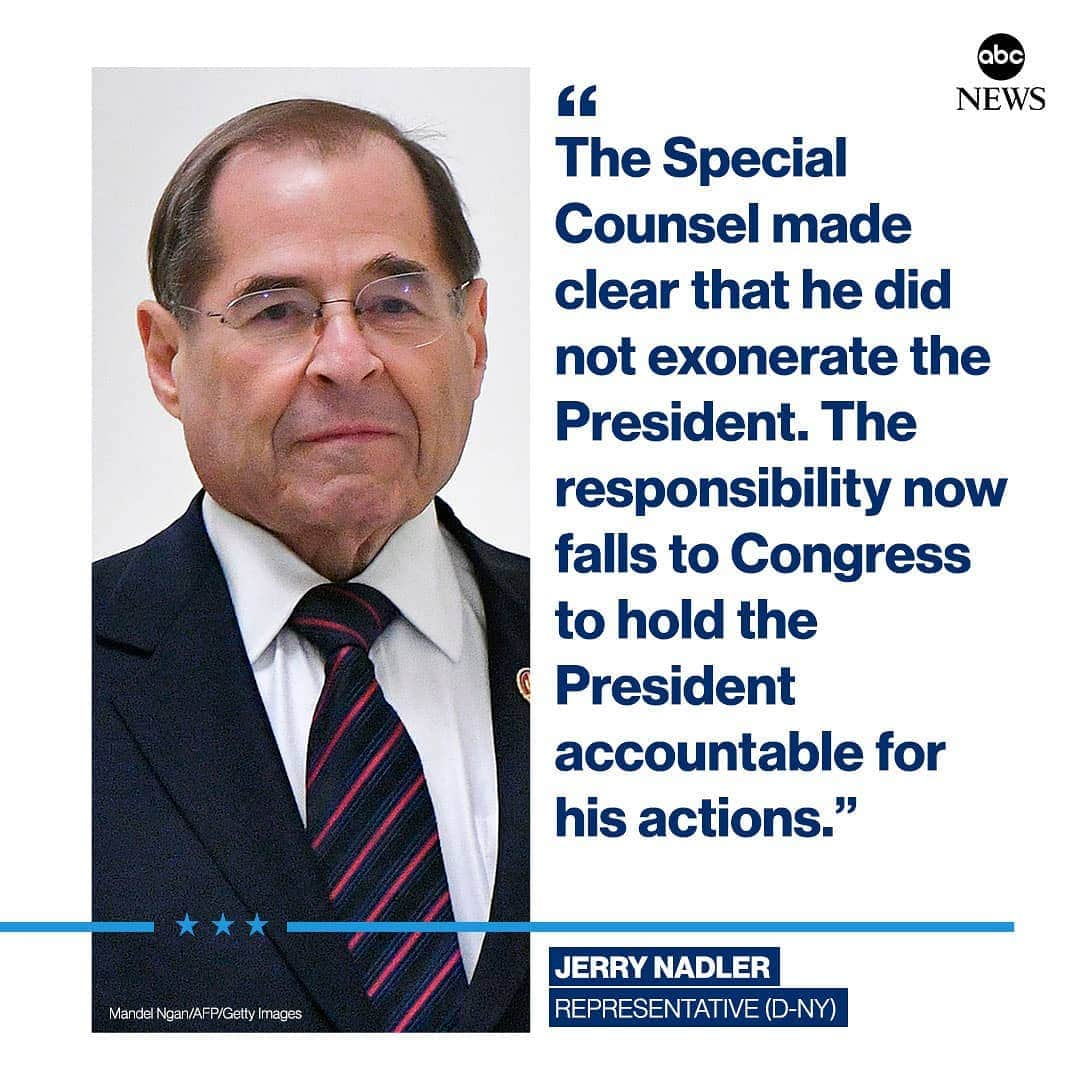 ABC Newsさんのインスタグラム写真 - (ABC NewsInstagram)「NEW: House Judiciary Chair Jerry Nadler: "I have not heard from the Department about receiving a less-redacted version of the report...I will issue a subpoena for the full report and the underlying materials." #jerrynadler #donaldtrump #politics #mueller」4月19日 2時57分 - abcnews