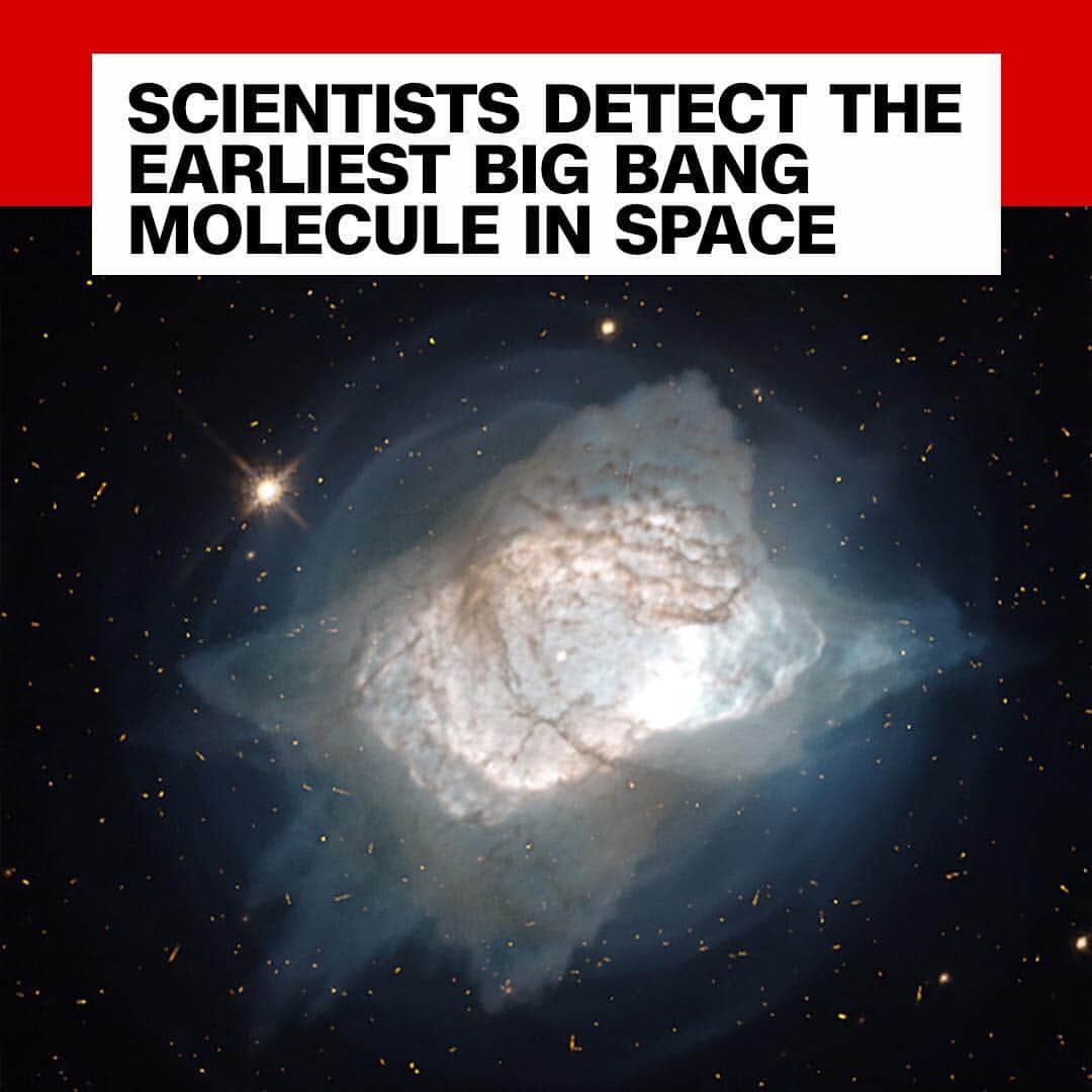 CNNさんのインスタグラム写真 - (CNNInstagram)「For the first time ever, scientists have detected in space the helium hydride ion, known as HeH+ — long believed to be the first molecule to emerge after the Big Bang some 14 billion years ago. "The chemistry of the universe began with HeH+," says Rolf Güsten, one of the authors of the study detailing the findings in the journal Nature. "The lack of definitive evidence of its very existence in interstellar space has been a dilemma for astronomy for a long time." (📸: NASA)」4月18日 22時32分 - cnn