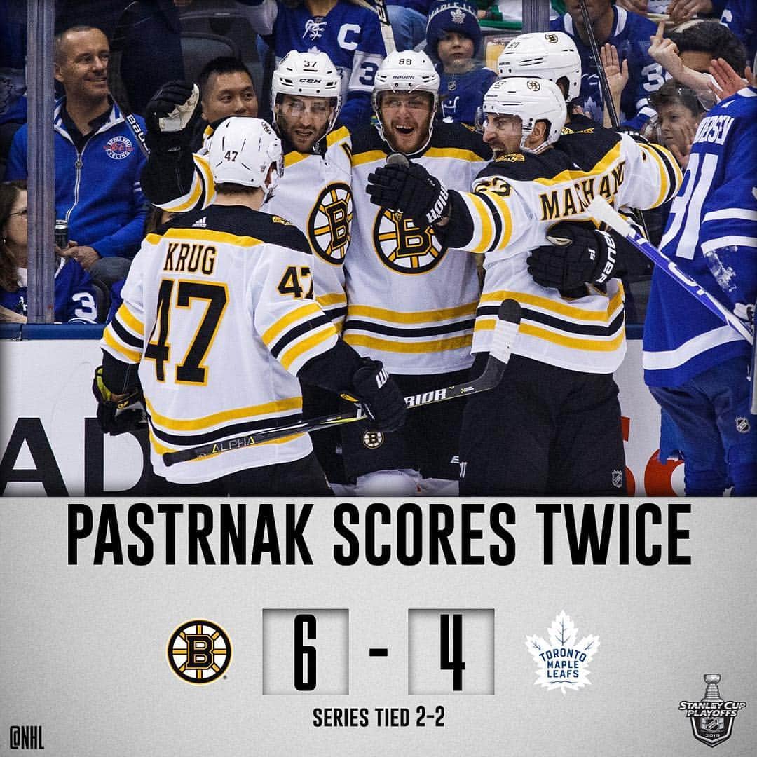 NHLさんのインスタグラム写真 - (NHLInstagram)「A pair of goals for @davidpastrnak and @hhinee, while @cradnec ties the game and then wins it in OT! Who's your pick to win these series now? #StanleyCup」4月18日 22時44分 - nhl