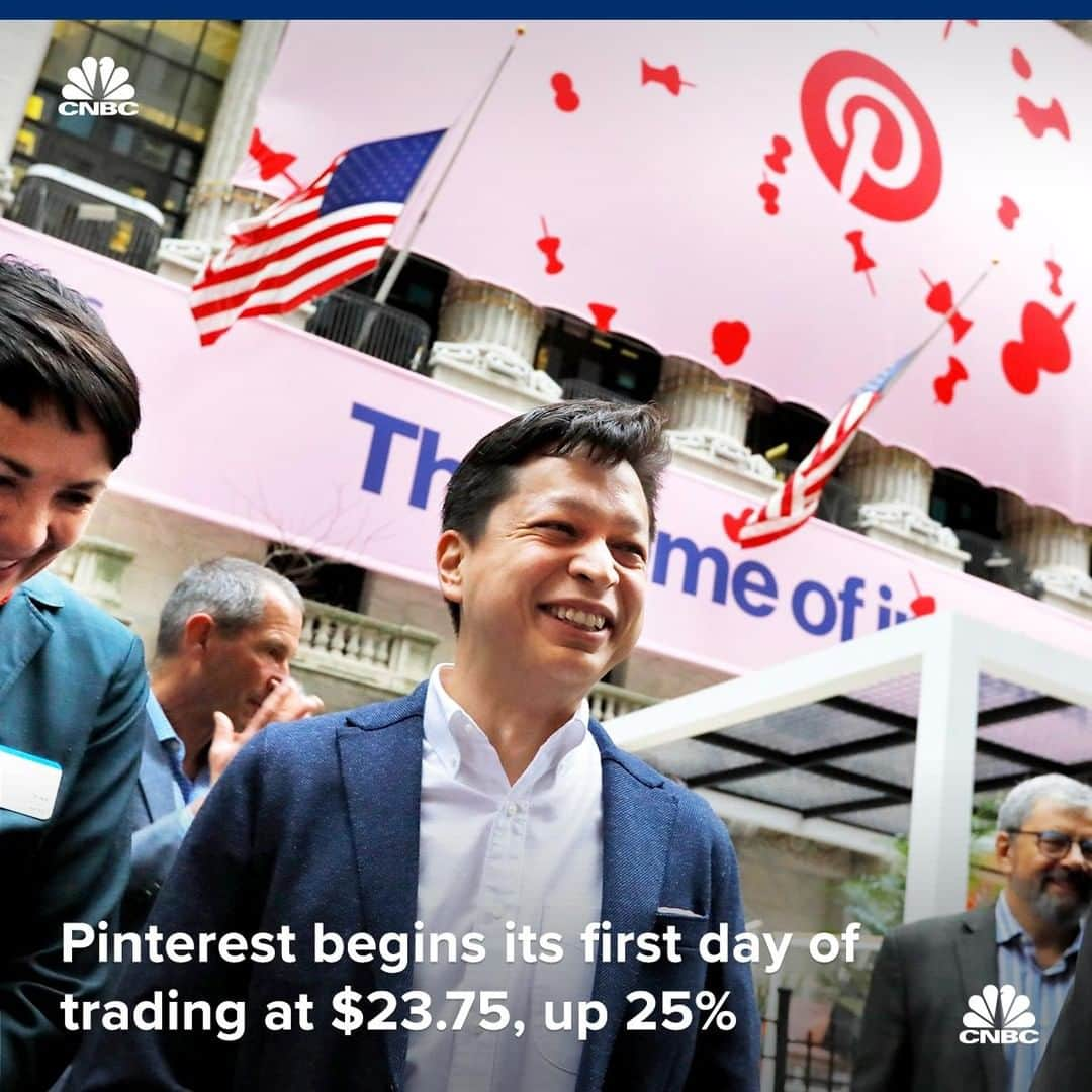 CNBCさんのインスタグラム写真 - (CNBCInstagram)「Key points:⁣ ⁣ ▪️Pinterest began trading on the New York Stock Exchange Thursday under the ticker “PINS,” debuting at $23.75, up 25% from its IPO price.⁣ ⁣ ▪️The bump pushed Pinterest’s market cap above $12 billion after it was initially priced at $19 per share, which had valued it at $10 billion. ⁣ ⁣ More, at the link in bio. ⁣ *⁣ *⁣ *⁣ *⁣ *⁣ *⁣ *⁣ #pinterest #ipo #nyse #stockmarket #stocks #dollar #USD #business #marketdata #data #investing #portfolio #tradertalk #money #trading #wealth #wallstreet #wallst #businessnews #CNBC⁣」4月19日 1時06分 - cnbc