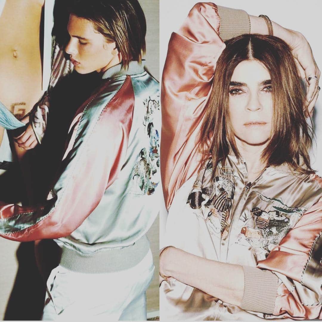 カリーヌ・ロワトフェルドのインスタグラム：「Same jacket, 2003, Gucci ad campaign « GUCCI G point » collection @davidcasavant @ronnie_hart @mrferryvandernat @tomford @mariotestino」