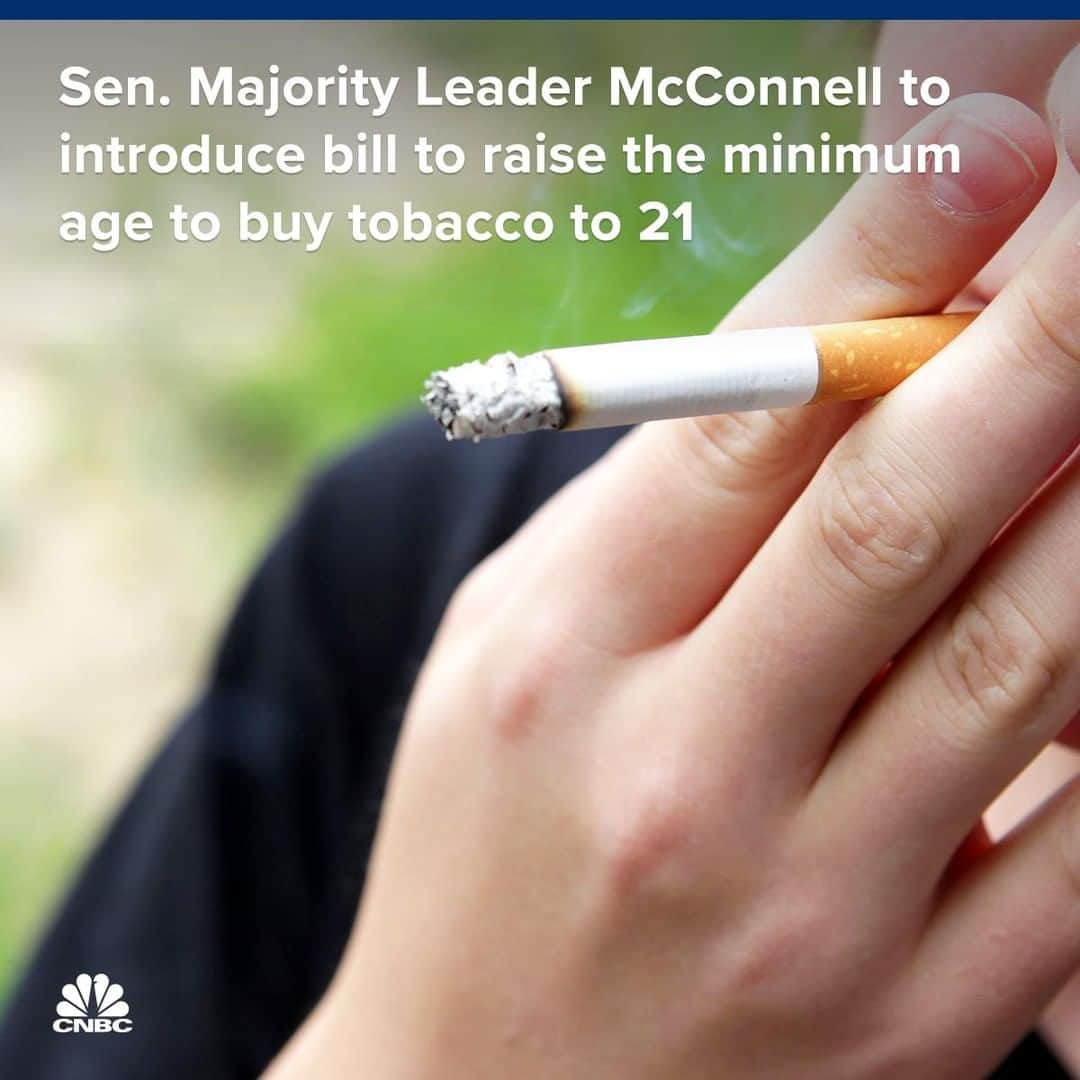 CNBCさんのインスタグラム写真 - (CNBCInstagram)「Key Points:⁣ ⁣ ▪️Senate Majority Leader Mitch McConnell will introduce legislation to raise the federal minimum age to buy tobacco to 21 from 18.⁣ ⁣ ▪️About a dozen states have already raised the tobacco buying age.⁣ ⁣ ▪️McConnell’s backing marks the strongest support yet in Congress.⁣ ⁣ You can read more, at the link in bio. ⁣ ⁣ *⁣ *⁣ *⁣ *⁣ *⁣ *⁣ *⁣ *⁣ ⁣ #MitchMcConnell #TrumpAdministration #Congress #Legislation #Law #Politics #Smoke #Smoking #Tobacco #Health #ECigs #ECigarettes #CNBC」4月19日 6時30分 - cnbc