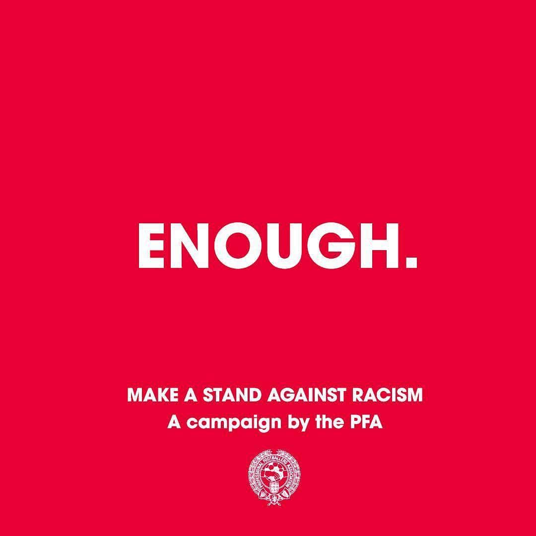 ジョー・ハートのインスタグラム：「#Enough  We are making a stand against racist abuse.  We recognise that our platforms come with responsibility, and so we are using our voice to stand against racist abuse.  Together, we are calling on social media platforms and footballing bodies to do more!」