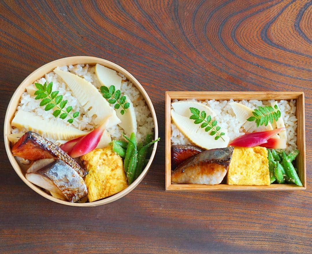 Chiharu Ko8yacさんのインスタグラム写真 - (Chiharu Ko8yacInstagram)「◯筍ごはん弁当◯ ・ たけのこごはん 魚久粕漬け 鰆と鮭 卵焼き いんげん胡麻和え 茗荷の甘酢 ディスカ ・ 筍ごはんと魚久の粕漬けがあればもう最高！毎日これでいいってくらいの好物弁当で金曜日もふんばろう ・ おやつは#ディスカ 3枚の最中の皮の間に抹茶餡とクリームが二段になって挟まっている。とっても薄くて軽くて大人のおやつにちょうどいい(´ڡ`) ・ #魚久は家族セットね #obento #bento #lunchbox #お弁当 #おべんとう #曲げわっぱ #わっぱ #筍ご飯 #筍ごはん #筍ご飯弁当 #たけのこご飯弁当 #たけのこご飯 #魚久 #まるべん #公長齋小菅」4月19日 7時19分 - ko8yac