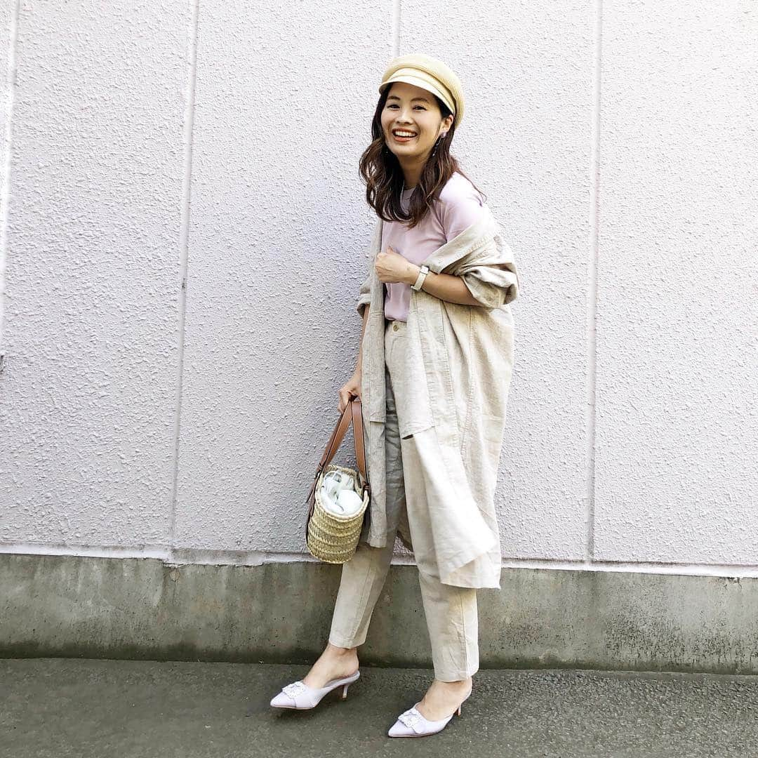 manamisotayutaさんのインスタグラム写真 - (manamisotayutaInstagram)「#コーデ ❤︎ #上下ユニクロ部 💗 @uniqlo  #リネンブレンドコート  XL #リネンコットンテーパードパンツ  M 展示会で見て一目惚れしたもの♡  インナーのTシャツは #クルーネックt  M このピンク好き💗 ＊ ＊ cordinate cap @joliechambre  @joint_space  から❤︎❤︎ #joliechambre ブレード ストロー キャスケット  品番/yjc921-0137 ・ ・ bag #loewe ・ shoes @randa_pic ＊ ＊ #UniqloU#uniqloginza2019ss  #ユニジョ#ユニクロコーデ#uniqlo #ママコーデ#オトナ女子#大人女子コーデ  #プチプラコーデ#春コーデ#locari#カジュアルコーデ #リネン #プチプラ#mamagirl #ponte_fashion #ルーファ #mineby3mootd#キャスケット #js_fashion #jolie_fashion」4月19日 7時38分 - manamisotayuta