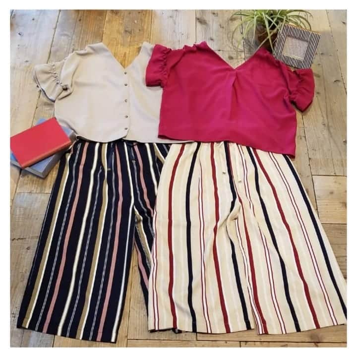 furryrate officialのインスタグラム：「【2019 spring summer collection】 . ▶Pants #ギャザーパンツ No.42504917 ストライプベージュ/ライトグレー/モカ/ストライプネイビー/ダークネイビー ¥6,372- . . #furryrate #furry #ファーリーレート #ファーリー #spring #summer #collection #recommend #fashion #エアリーギャザーパンツ#パンツ #pants」