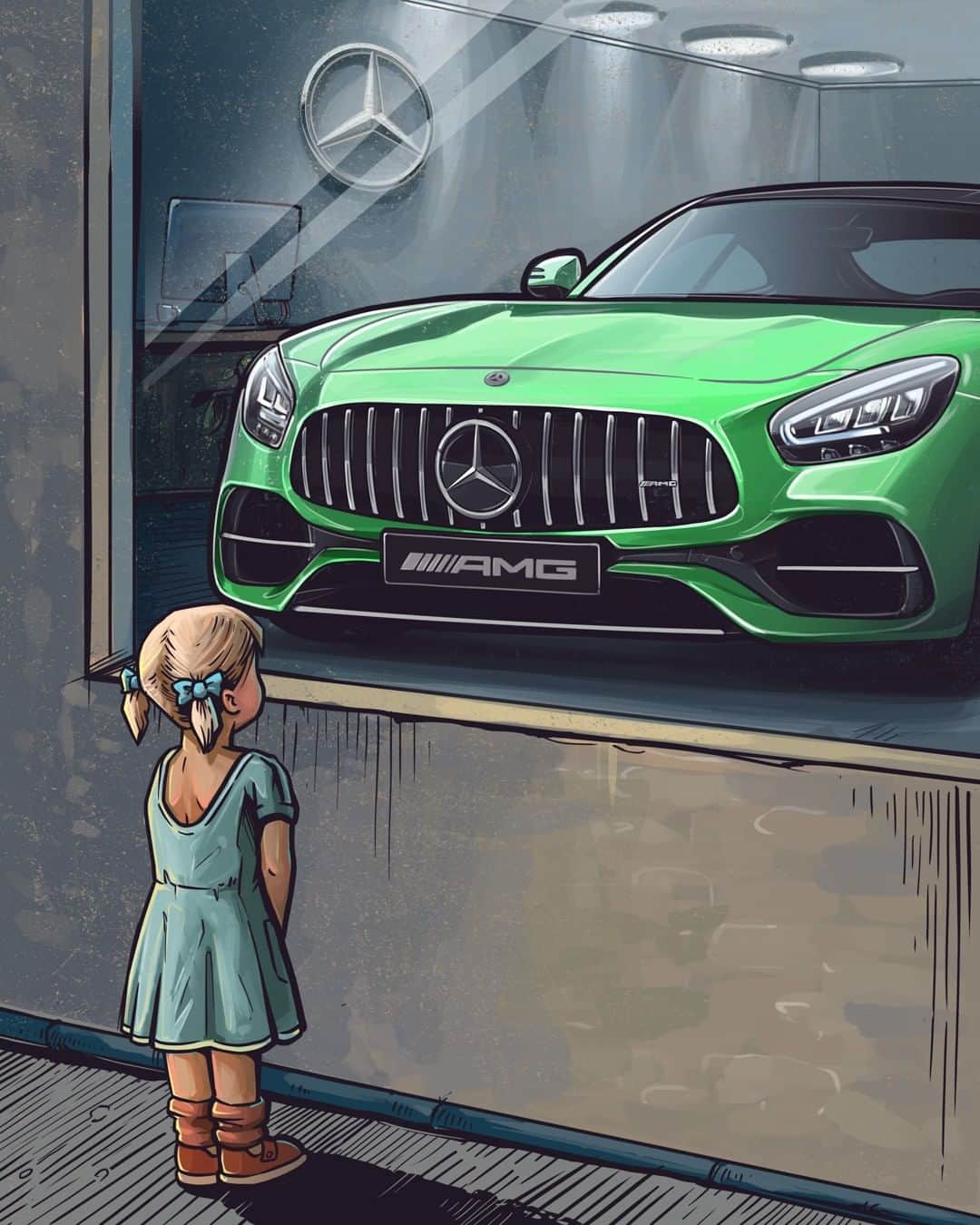 メルセデス・ベンツさんのインスタグラム写真 - (メルセデス・ベンツInstagram)「Dream big. 🌟 Artwork by @andrewmytro. __________ [Mercedes-AMG GT C | Kraftstoffverbrauch kombiniert: 12,4 l/100 km | CO2-Emissionen kombiniert: 284 g/km | http://mb4.me/RechtlicherHinweis/] . #MercedesBenz #MercedesAMG #⭐ #AMG #AMGGTC #mbfanphoto #artwork🎨 #AndrewMyTro #dreambig #automotivedesign #automotiveart #mbcar」4月19日 15時00分 - mercedesbenz