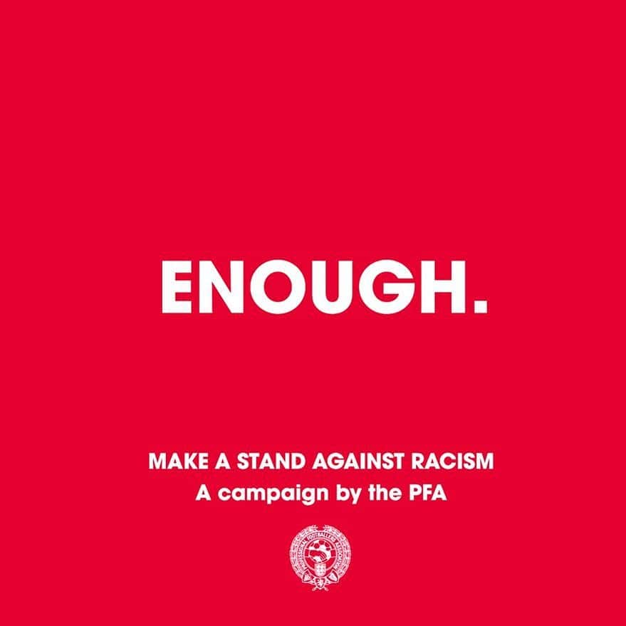 アンディー・キングのインスタグラム：「#Enough We are making a stand against racist abuse.  We recognise that our platforms come with responsibility, and so we are using our voice to stand against racist abuse.  Together, we are calling on social media platforms and footballing bodies to do more!」