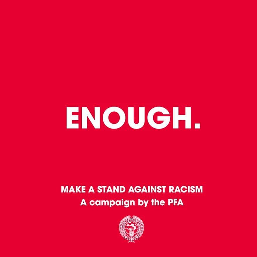 マーティン・ケリーのインスタグラム：「We are making a stand against racist abuse.  We recognise that our platforms come with responsibility, and so we are using our voice to stand against racist abuse.  Together, we are calling on social media platforms and footballing bodies to do more! #enough」