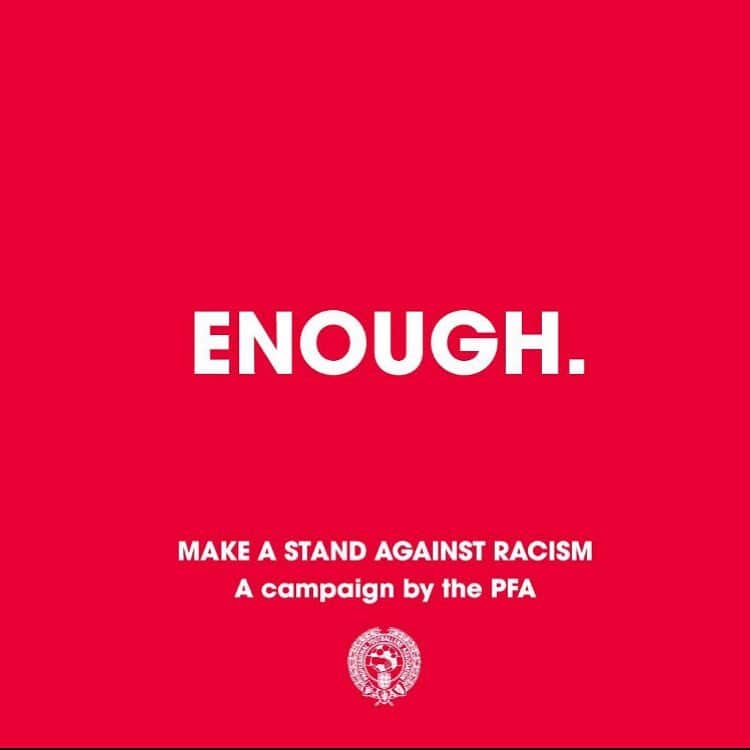 エリック・ドゥルムのインスタグラム：「#Enough  We are making a stand against racist abuse.  We recognise that our platforms come with responsibility, and so we are using our voice to stand against racist abuse.  Together, we are calling on social media platforms and footballing bodies to do more!」