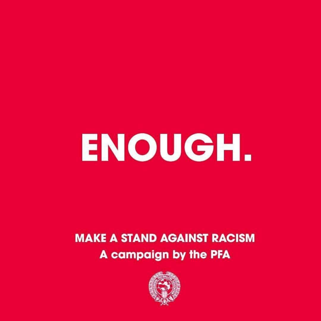 リアム・ムーアさんのインスタグラム写真 - (リアム・ムーアInstagram)「#Enough  We are making a stand against racist abuse.  We recognise that our platforms come with responsibility, and so we are using our voice to stand against racist abuse.  Together, we are calling on social media platforms and footballing bodies to do more!」4月19日 17時14分 - liammoore93