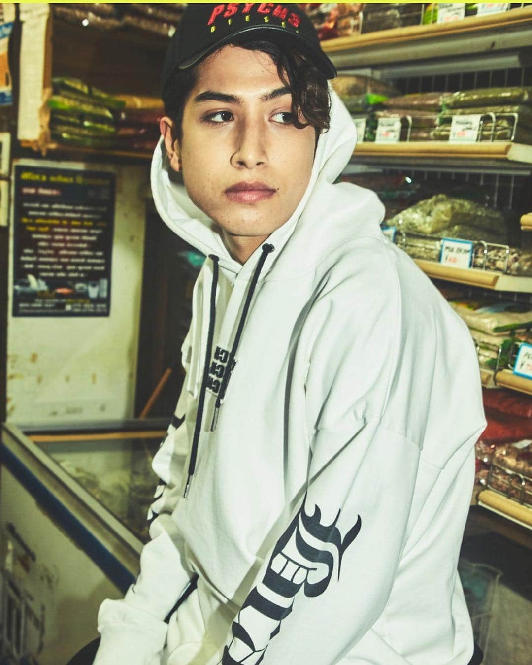 西村哲也のインスタグラム：「@diesel x @mmkemio  Hair and make @yuyanara  Styled by me Editor by @dj_poipoi (@gqjapan )」