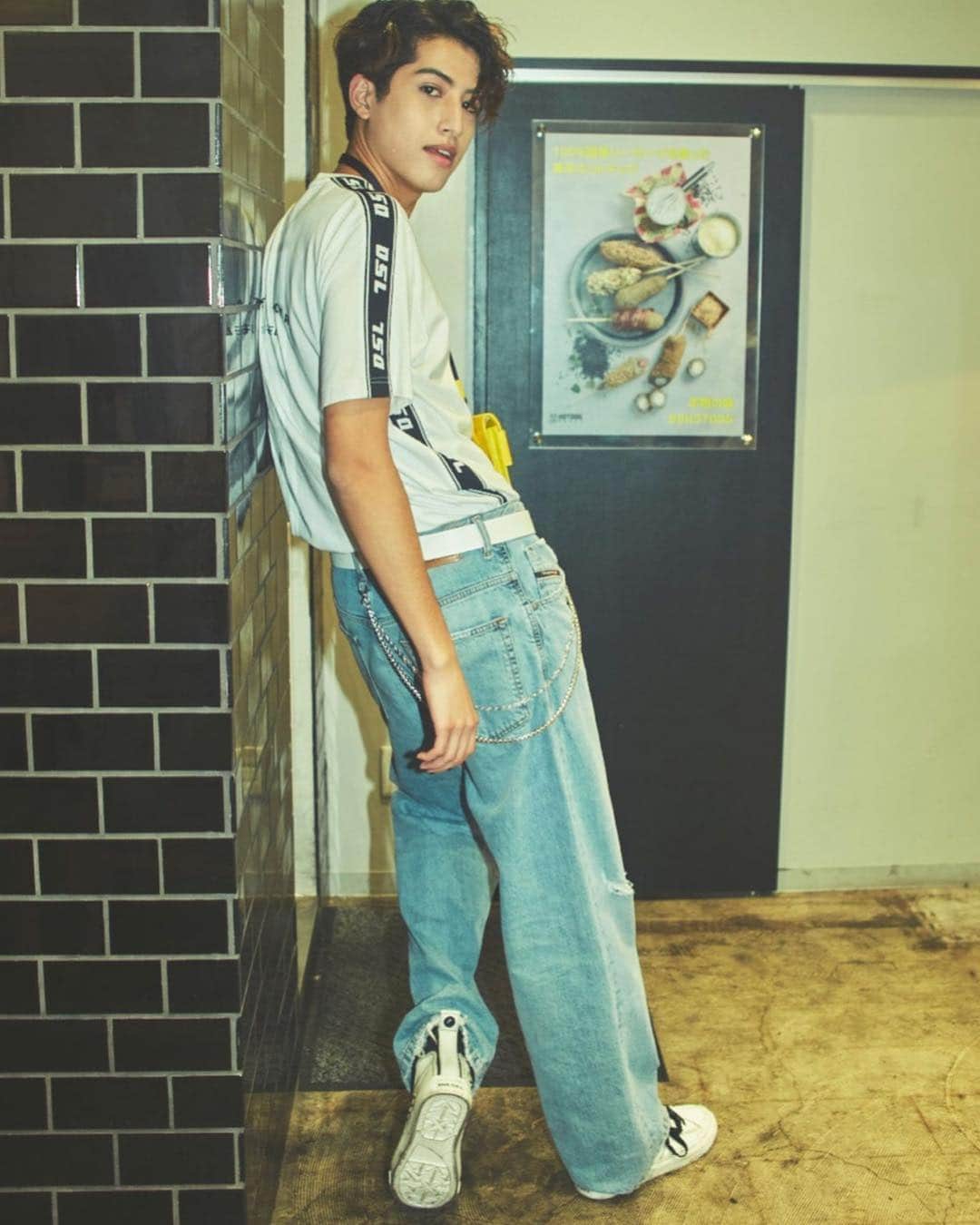 西村哲也のインスタグラム：「@diesel x @mmkemio  Hair and make @yuyanara  Styled by me Editor by @dj_poipoi (@gqjapan )」