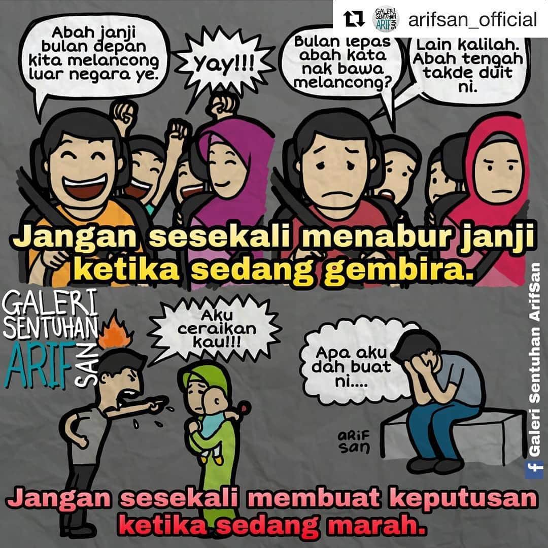 Koleksi Komik Malaysiaさんのインスタグラム写真 - (Koleksi Komik MalaysiaInstagram)「#Repost @arifsan_official with @get_repost ・・・ Jangan dibiarkan mulut membuat keputusan, apabila emosi sedang dalam pergelutan.  #GaleriSentuhanArifSan」4月19日 23時23分 - tokkmungg_exclusive