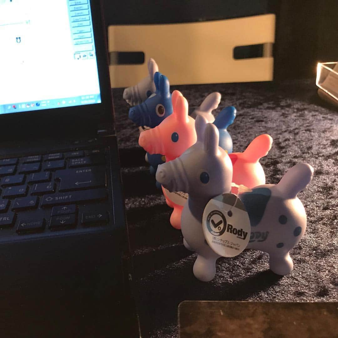 桂のインスタグラム：「本日の日替りRody ロディたち  青くんとピンクくんと藤色くんたち  #rody #toy #horse #ロディ #おもちゃ #玩具 #ウマ #うま #馬」