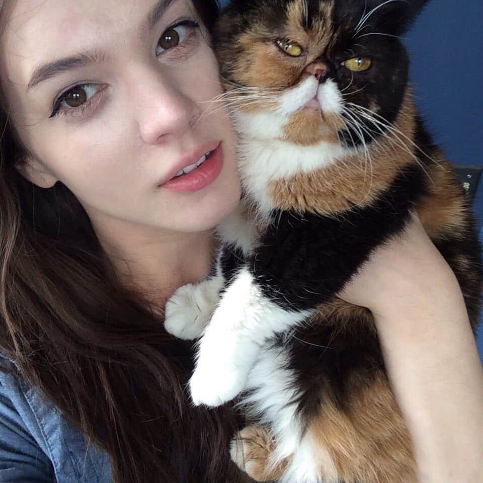 Pudgeさんのインスタグラム写真 - (PudgeInstagram)「Today is #NationalCatLadyDay 😸 Swipe to see Pudge reluctantly take a selfie with me. 😾 I grew up with dogs and one day decided I wanted a cat. Pudge is the first cat I’ve ever had and she’s forever turned me into a cat lady. 💕」4月20日 4時17分 - pudgethecat